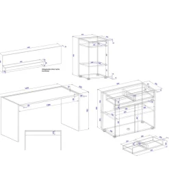 Home Office Arbeitsplatz Set - Ahilav (vierteilig)