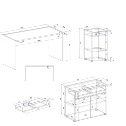 Home Office Schreibtisch und Stauraum - Ahilav (dreiteilig)