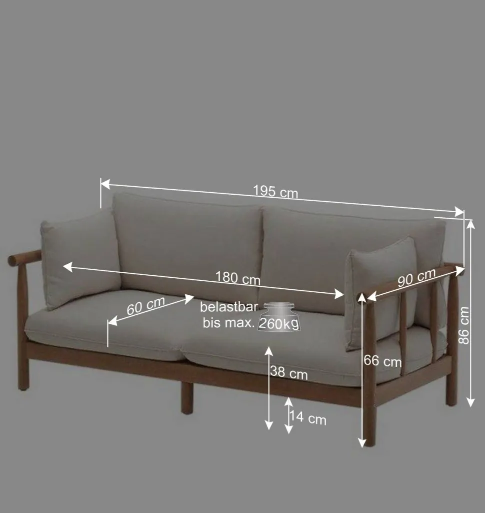 Indoor Outdoor Sofa in Cremefarben - Perconia