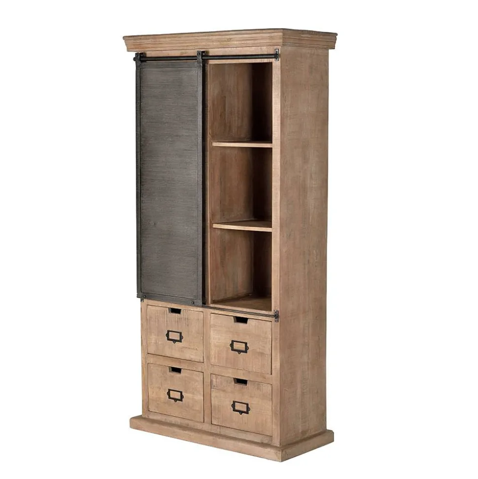 Industrial Chic Schrank aus Mangobaum Massivholz - Jantonia