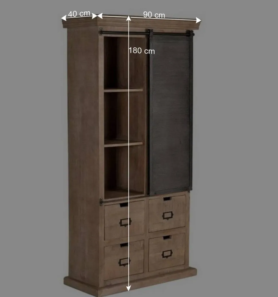 Industrial Chic Schrank aus Mangobaum Massivholz - Jantonia