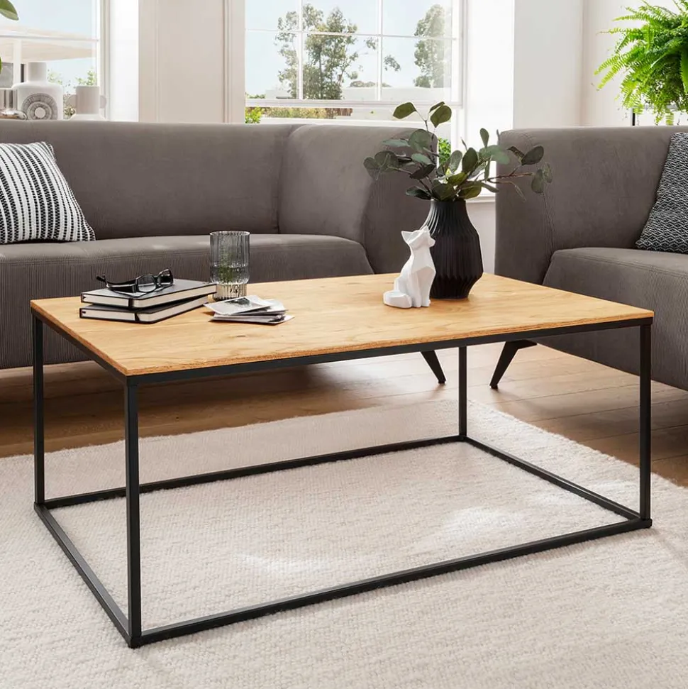 Industrial Design Couchtisch aus Wildeiche massiv - Pyarco