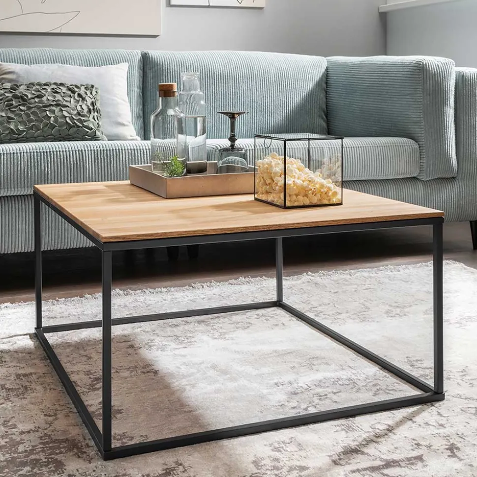 Industrial Design Couchtisch aus Wildeiche massiv - Pyarco