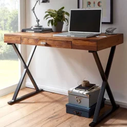 Industrial Design Schreibtisch aus Sheesham Holz - Apolon