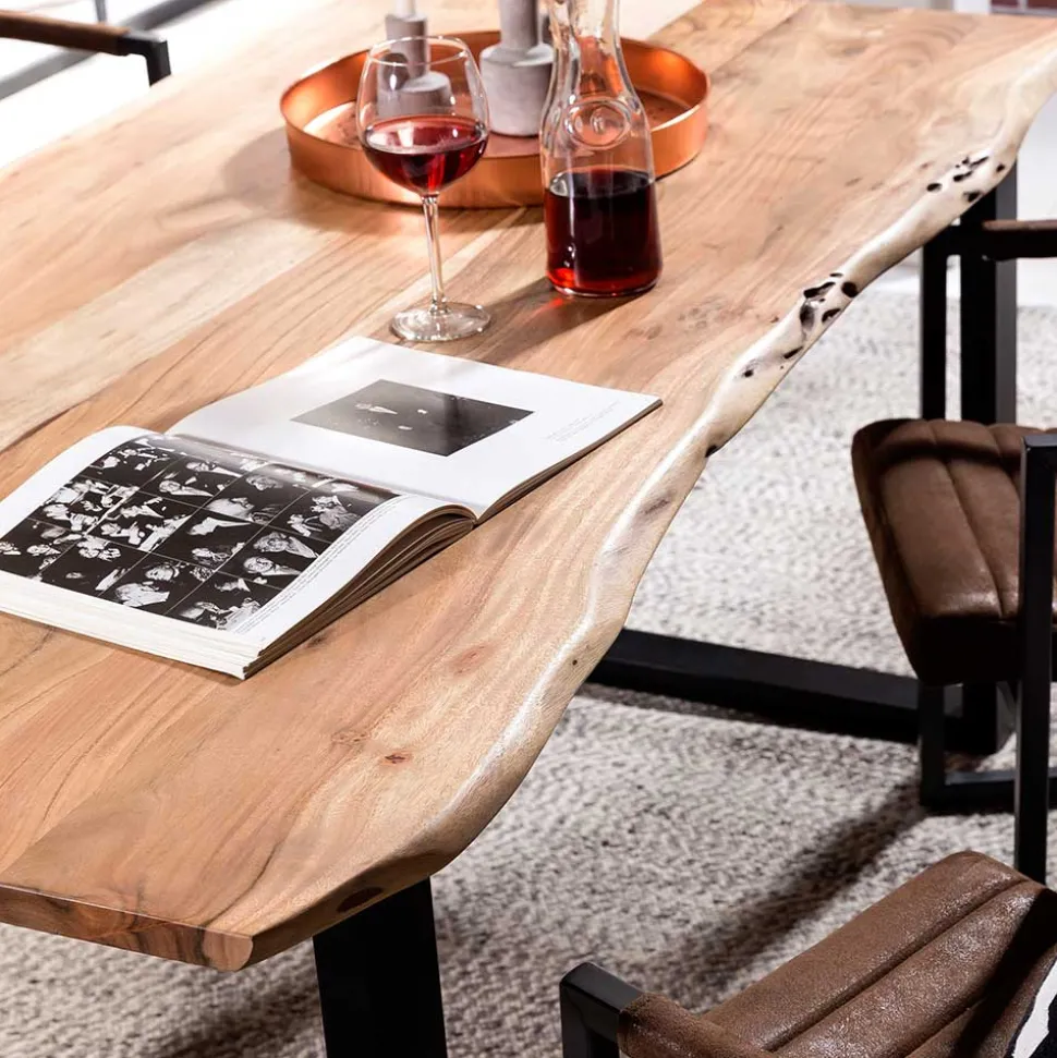 Industrial Esstisch mit Baumkante Akazie - Hovalta