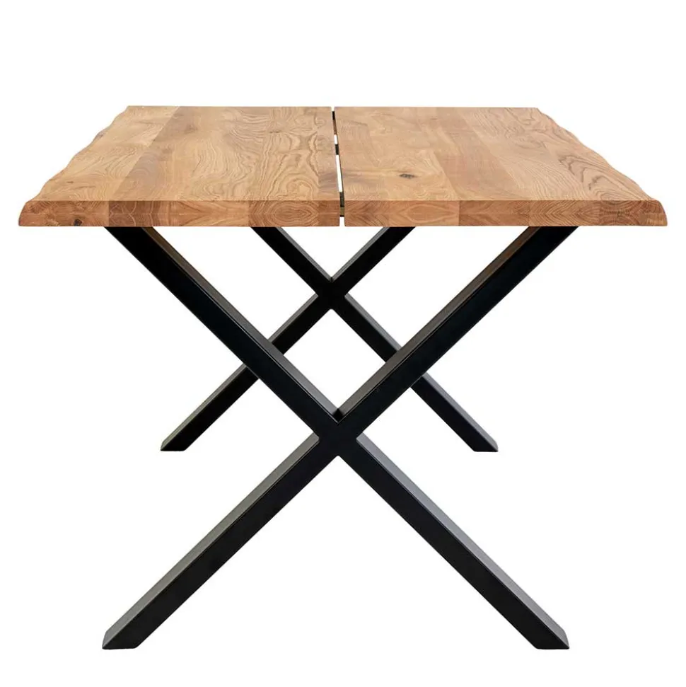 Industrial Esszimmertisch mit Baumkante Eiche - Hiloria