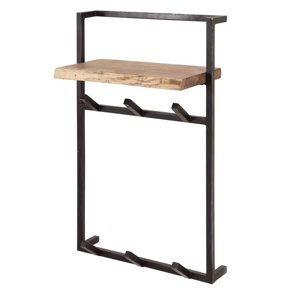 Industrial Garderobe mit Ablageboden aus Akazie - Wandawo