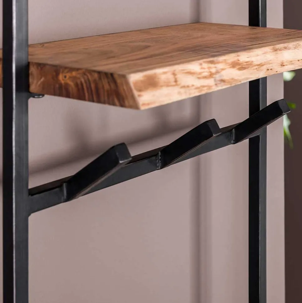 Industrial Garderobe mit Ablageboden aus Akazie - Wandawo