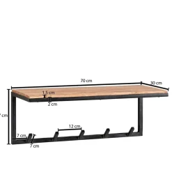 Industrial Garderobe mit Hutboden aus Akazie - Seletana