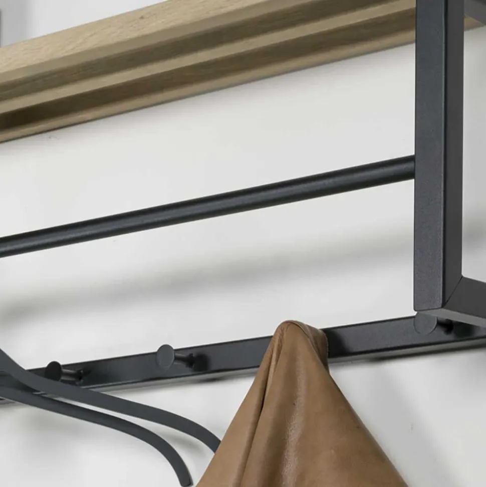 Industrial Hängegarderobe aus Stahl Schwarz - Lundreo