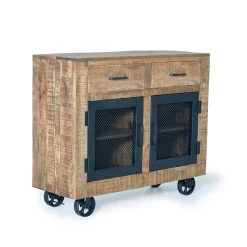 Industrial Kombi-Kommode auf Metall-Rädern - Thiano