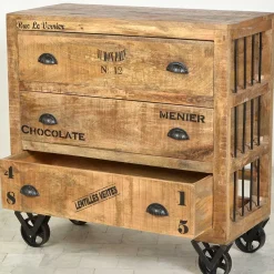 Industrial Kommode mit Füßen im Rollen Design - Indri