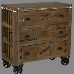 Industrial Kommode mit Füßen im Rollen Design - Indri