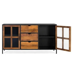 Industrial Kommode mit Glastüren - Hayato