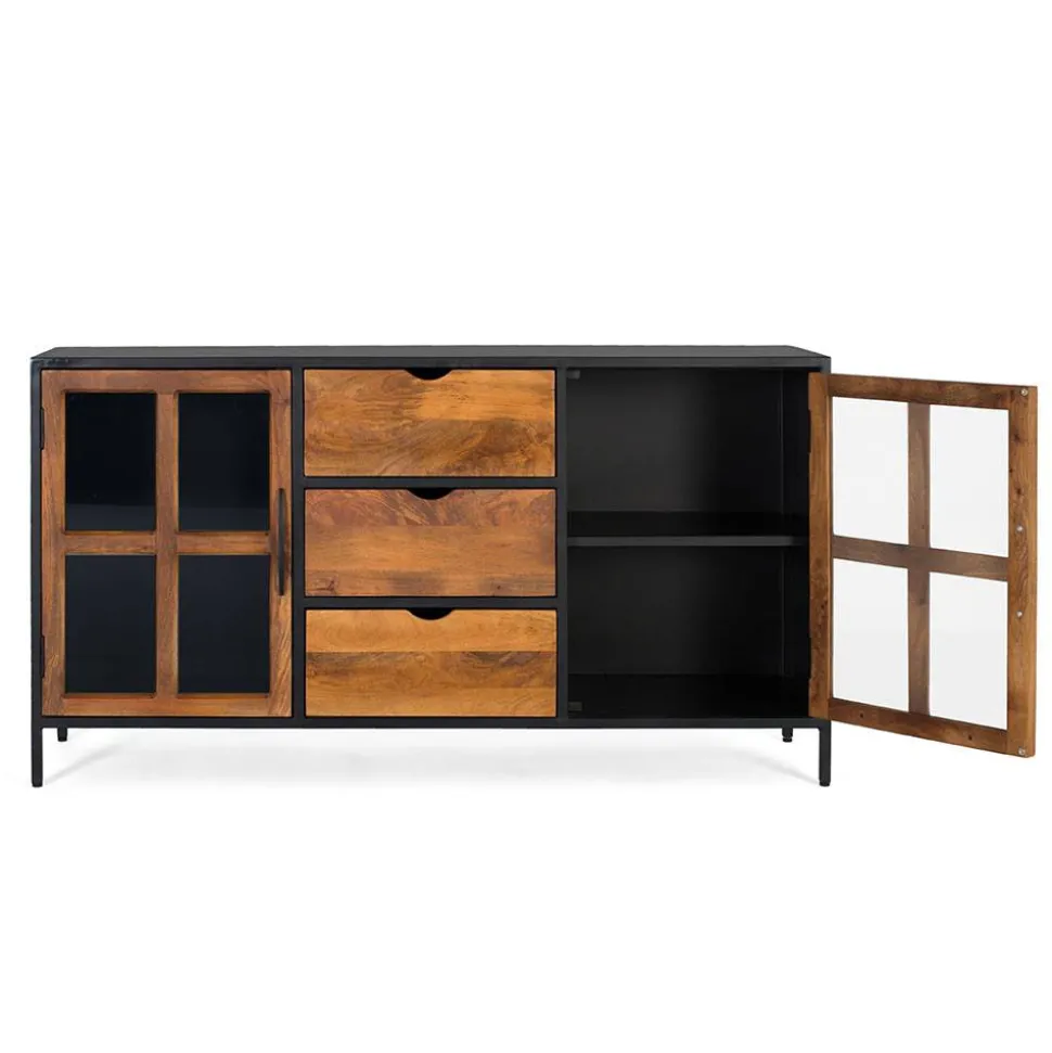 Industrial Kommode mit Glastüren - Hayato