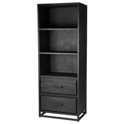 Industrial Regal in Schwarz mit 2 Schubladen - Esturado