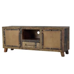 Industrial TV Kommode aus Altholz und Metall - Stock