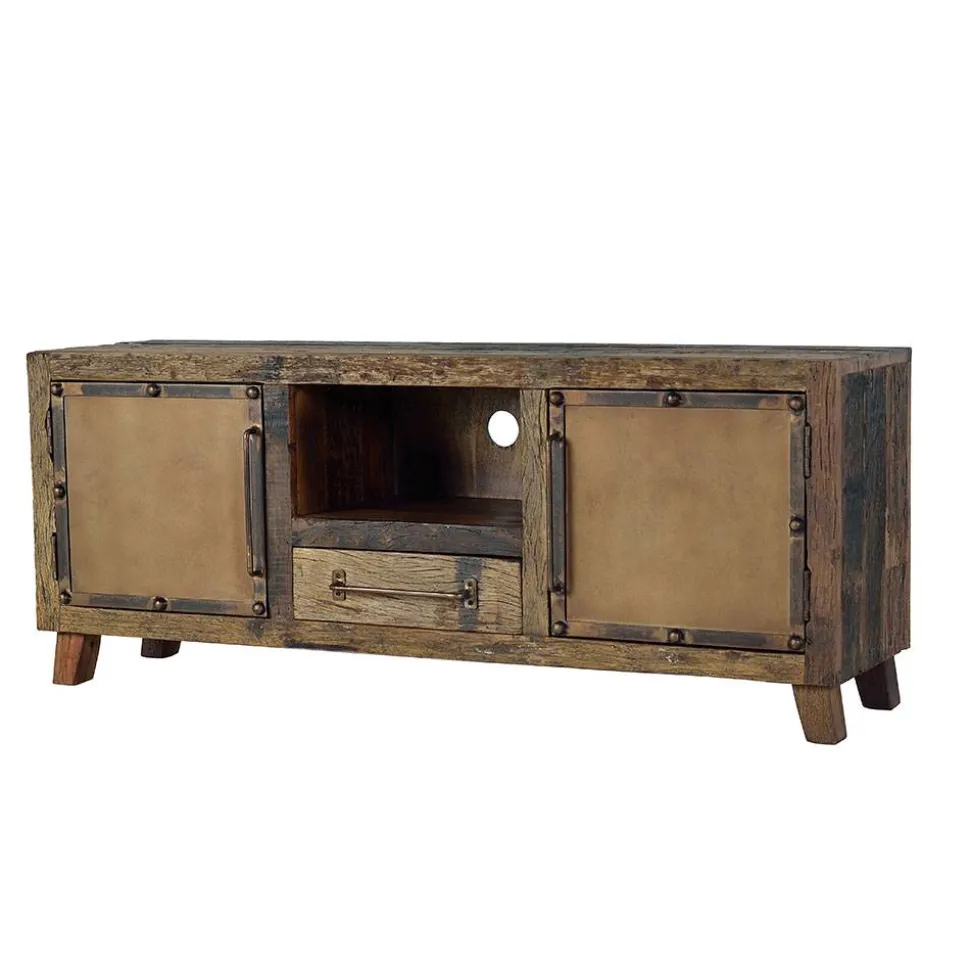 Industrial TV Kommode aus Altholz und Metall - Stock