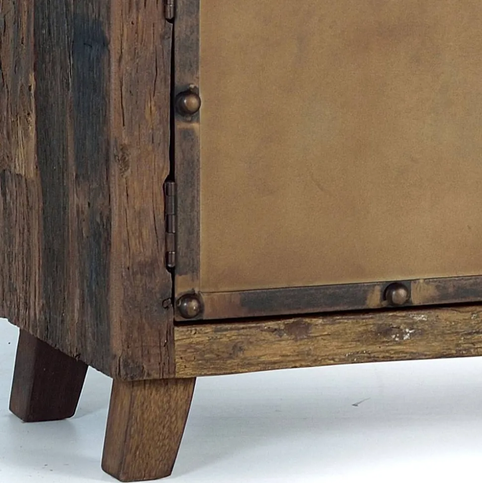 Industrial TV Kommode aus Altholz und Metall - Stock