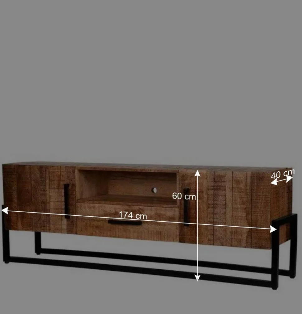 Industrial TV Lowboard aus Mangobaum - Schanow