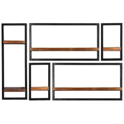 Industrie Look Regale für die Wand - Mendoza (fünfteilig)