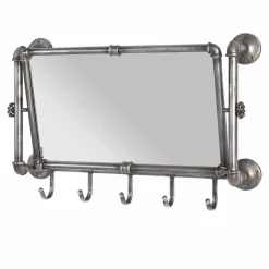 Industry Spiegel mit Rahmen aus Stahlrohren Manicos & 5 Haken