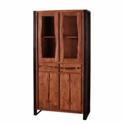 Industry Vitrinenschrank Smantana aus Holz Akazie Cognac