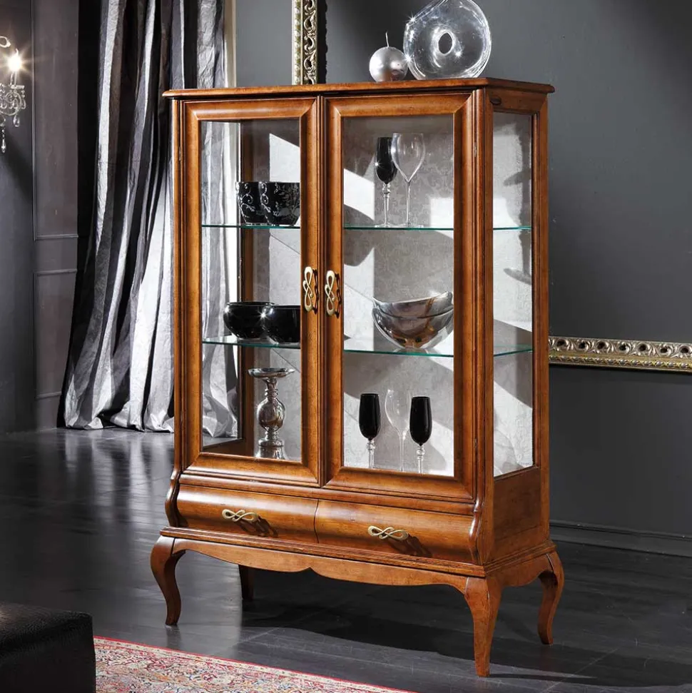 Italienische Doppeltür Vitrine in Nussbaumfarben - Motiz