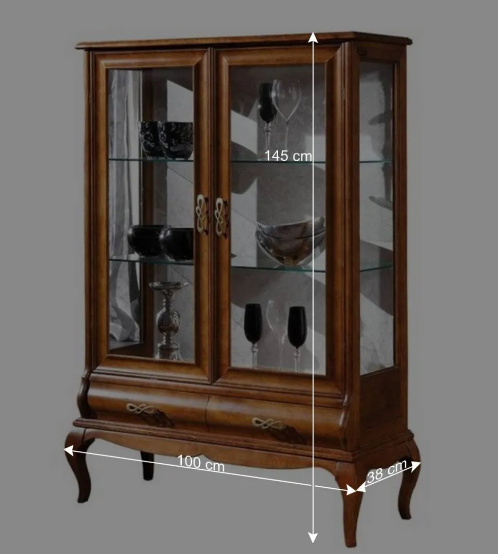 Italienische Doppeltür Vitrine in Nussbaumfarben - Motiz