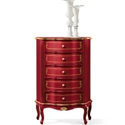 Italienische Hochkommode in Rot mit Gold - Julya