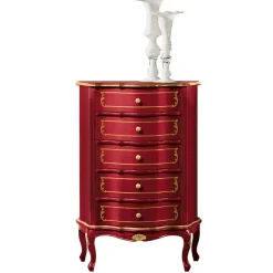 Italienische Hochkommode in Rot mit Gold - Julya