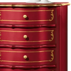 Italienische Hochkommode in Rot mit Gold - Julya