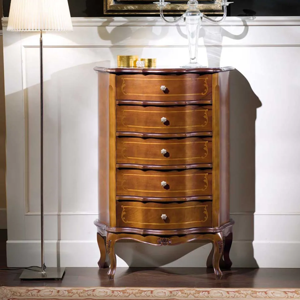 Italienische Hochkommode Dentro mit 5 Schubladen