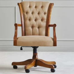 Italienischer Design Bürostuhl in Beige Kunstleder - Albro