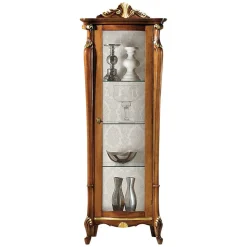 Italienischer Vitrinenschrank in Nussbaum & Gold - Carlenna