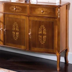 Italienisches Barock Sideboard Natale in Nussbaum mit Intarsien