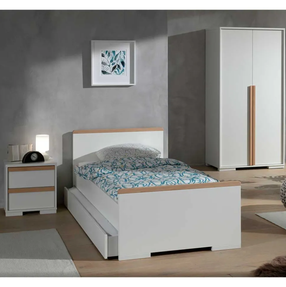 Jugendbett & Nachtkommode & Schrank - Eldrus (dreiteilig)