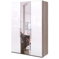 Jugendzimmer Kleiderschrank mit Spiegel & Glas Weiß - Empresian