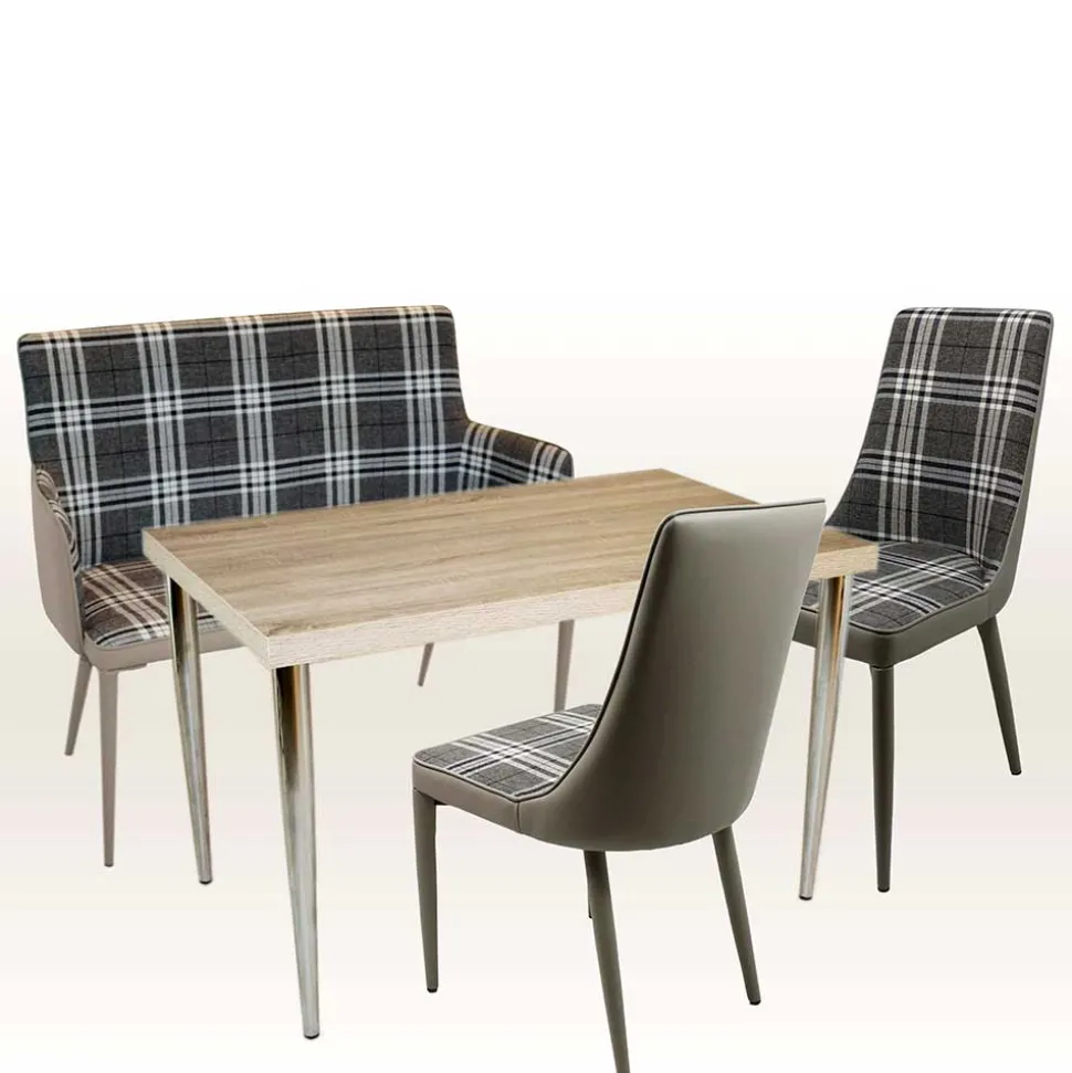 Karierter Esszimmerstuhl im Retro Stil - Gondama (2er Set)