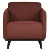 Kastanienfarbener Boucle Polstersessel mit Federkern - Asmatio