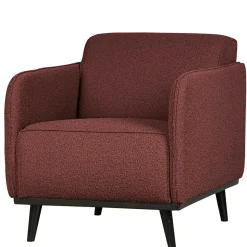 Kastanienfarbener Boucle Polstersessel mit Federkern - Asmatio