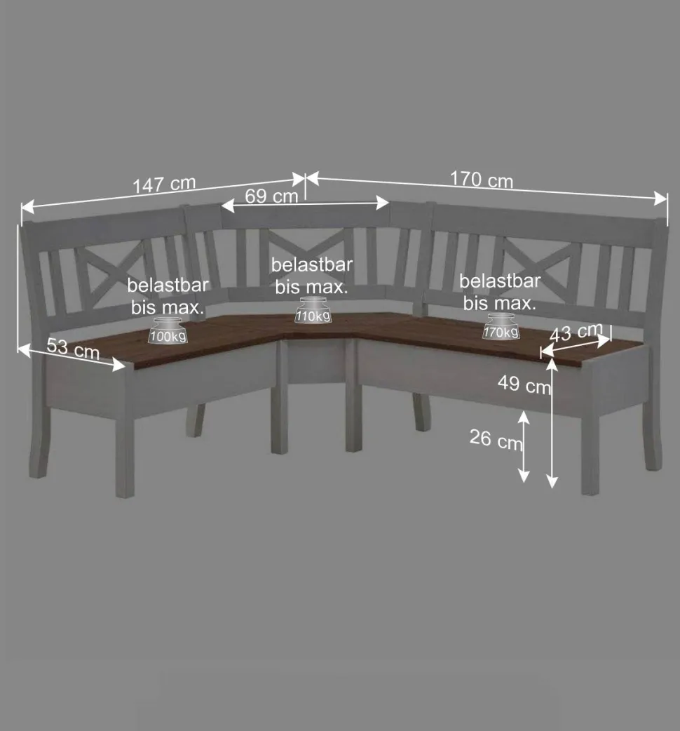 Kücheneckbank Barlad mit Truhe