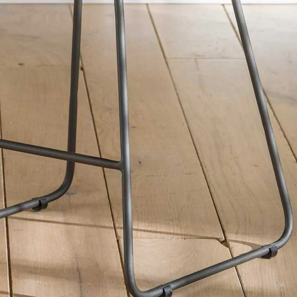 Küchenhocker mit Holzsitz & Bügelgestell - Ise (2er Set)