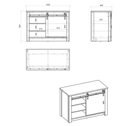 Küchenmöbel mit Theke in Weiß & Grau - Eture (sechsteilig)