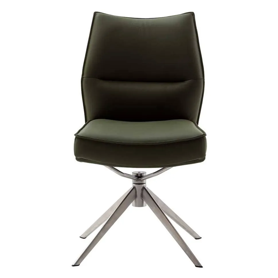 Küchenstuhl aus Leder und Edelstahl - Simael (2er Set)