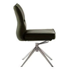 Küchenstuhl aus Leder und Edelstahl - Simael (2er Set)