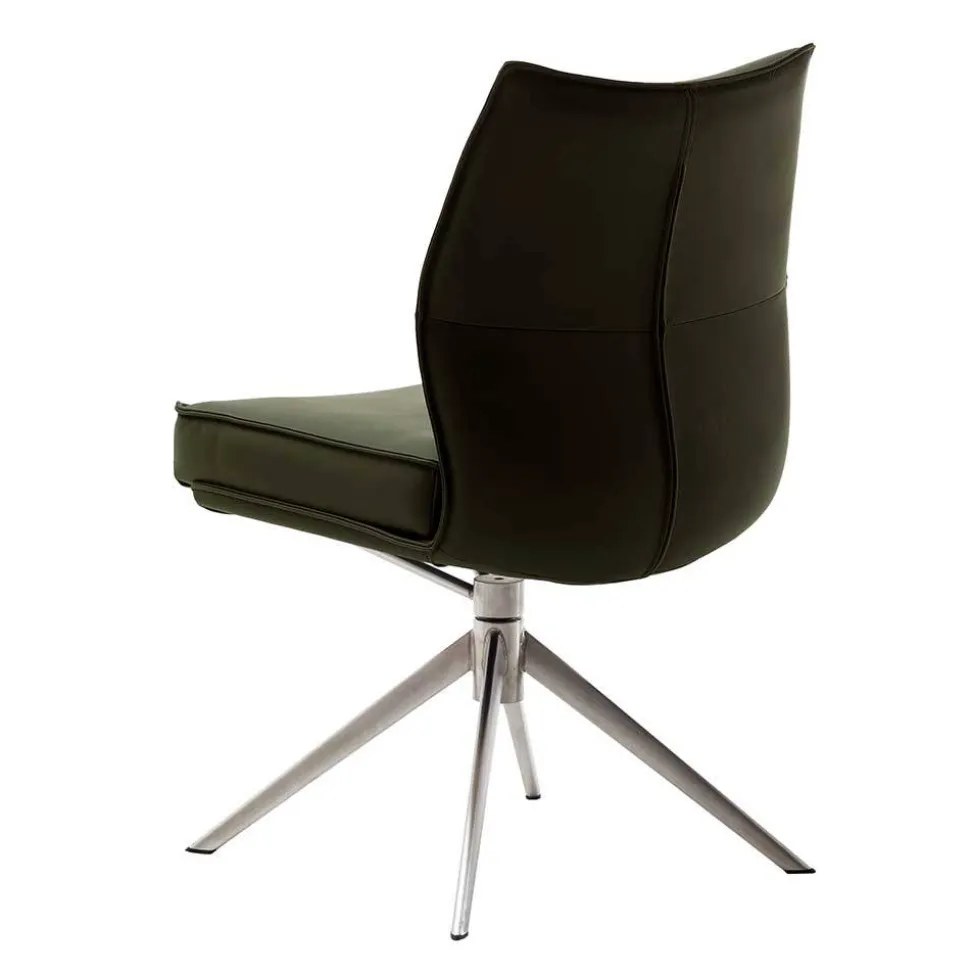 Küchenstuhl aus Leder und Edelstahl - Simael (2er Set)