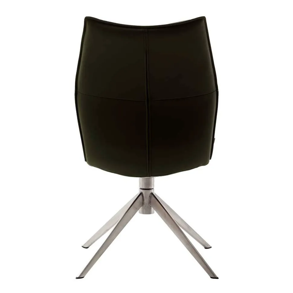 Küchenstuhl aus Leder und Edelstahl - Simael (2er Set)