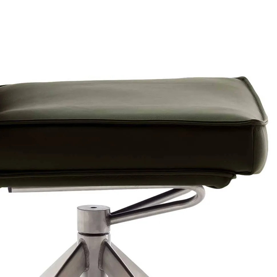 Küchenstuhl aus Leder und Edelstahl - Simael (2er Set)