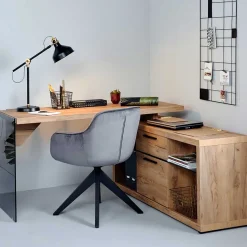 Kernbuche Design Schreibtisch mit Regal Anbau - Manaus